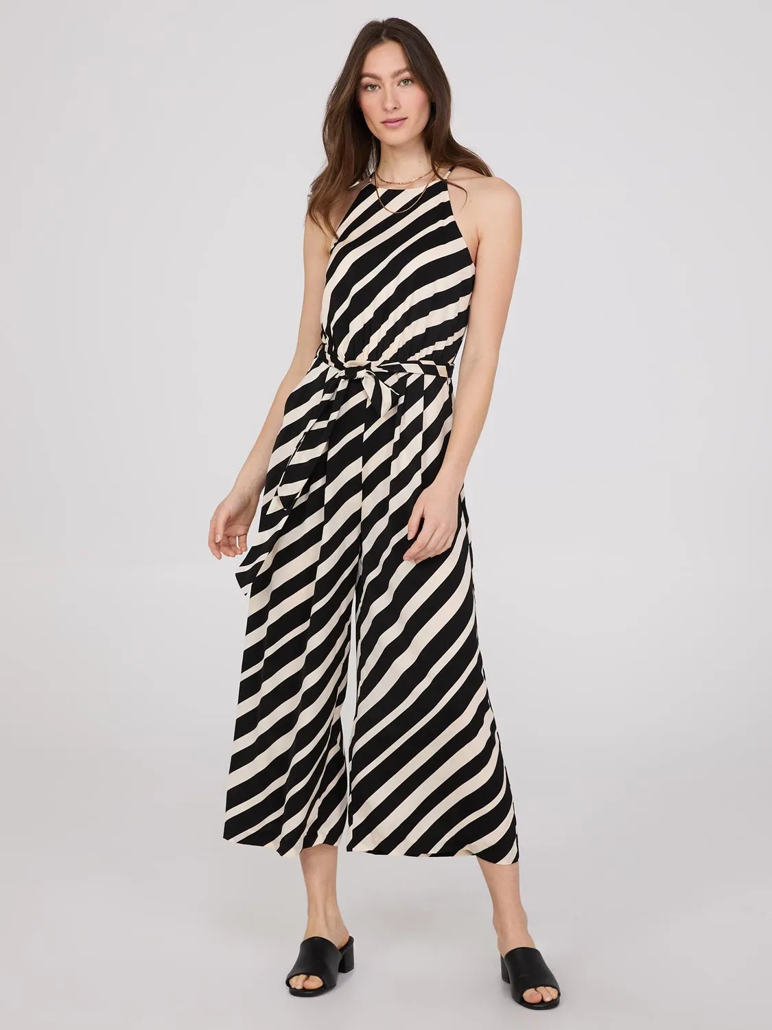 Striped Satin Halter Neck Jumpsuit sold by Suzy Shier product image thumbnail 2