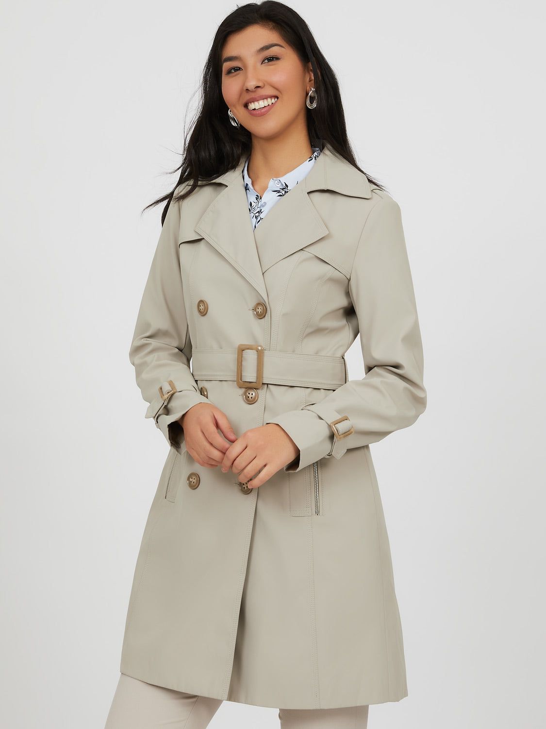 Double-Breast Belted Trench Coat sold by Suzy Shier