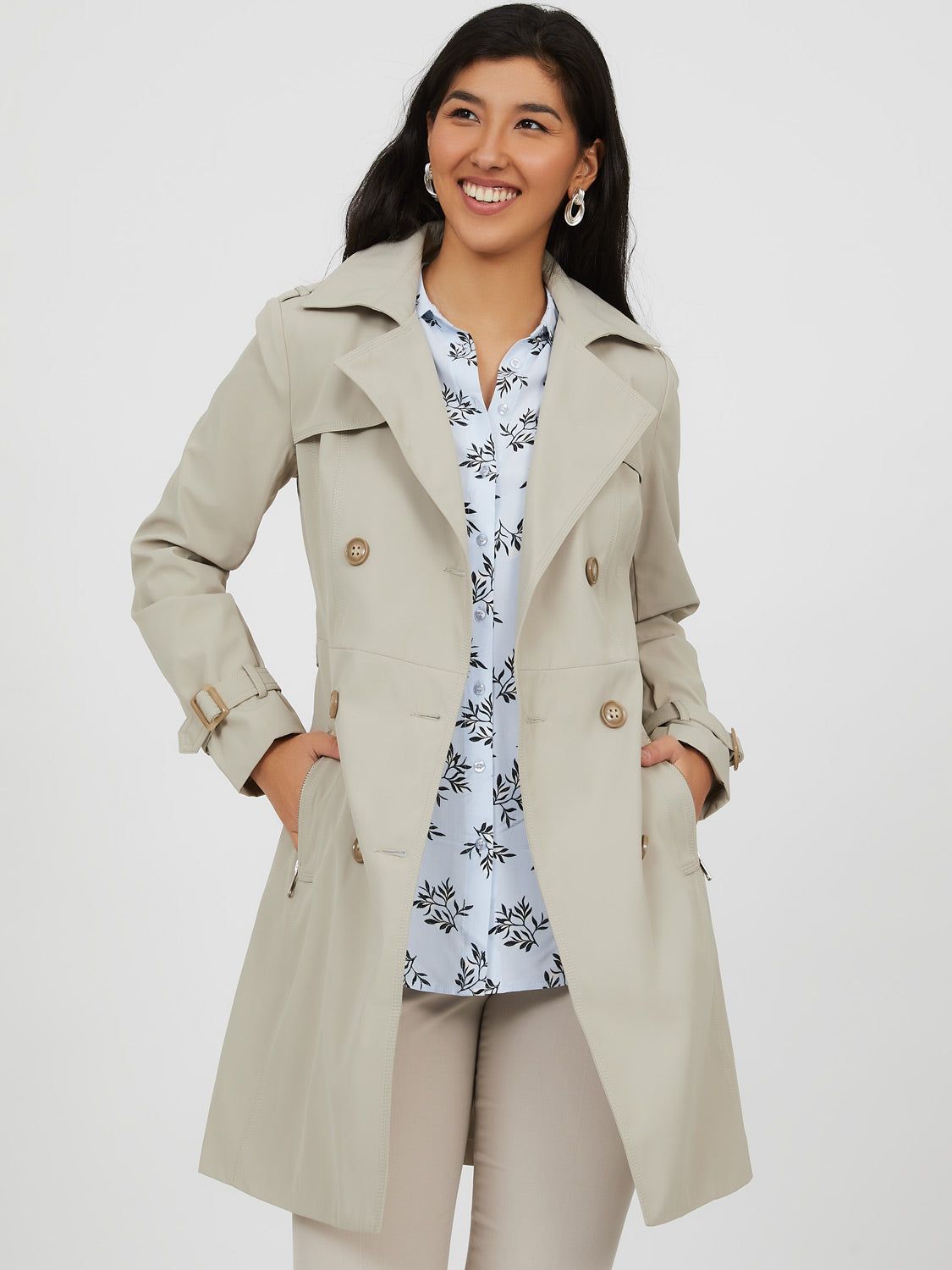 Double-Breast Belted Trench Coat sold by Suzy Shier product image thumbnail 3