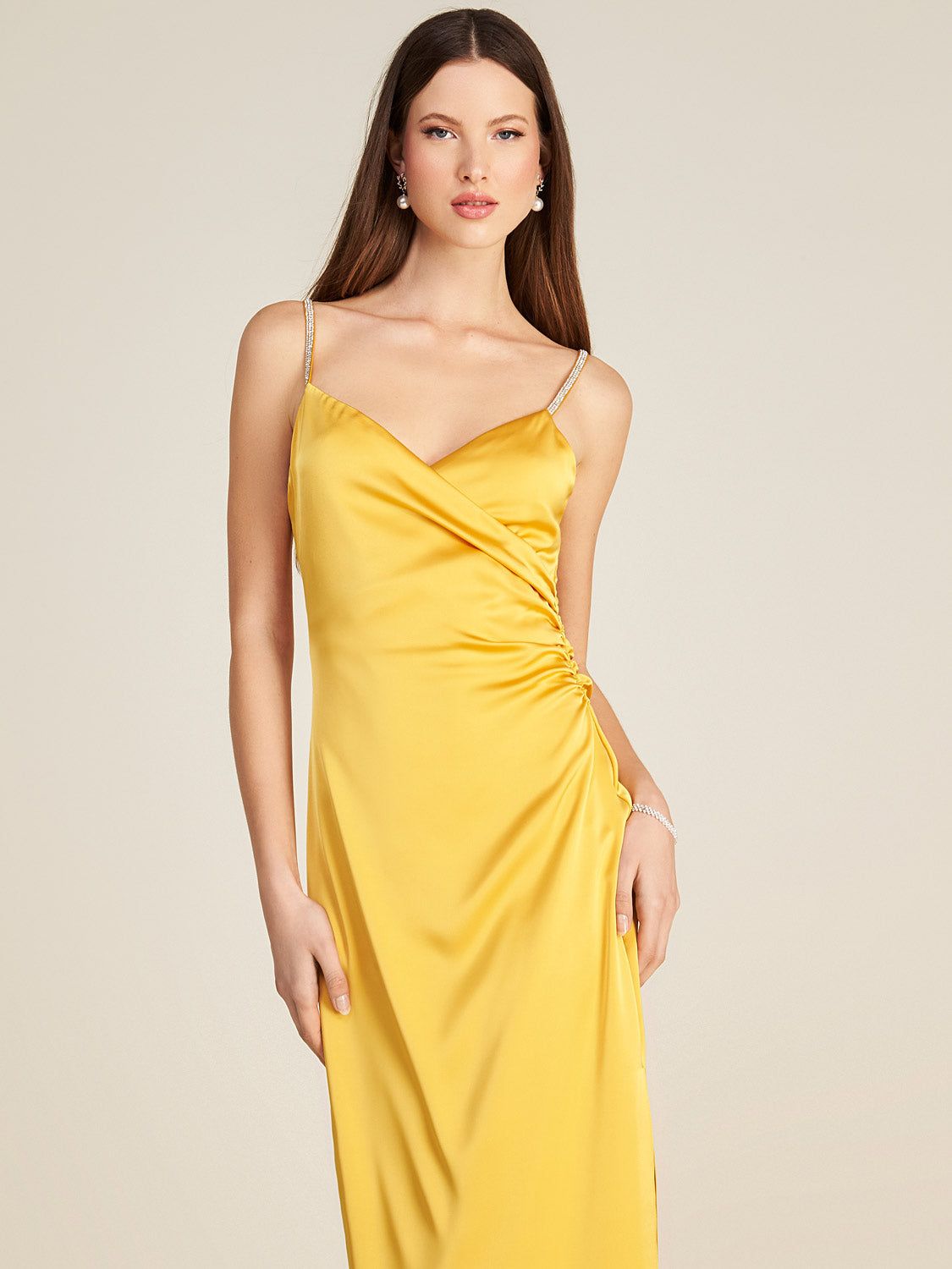Satin Midi Dress With Jewel Trim Straps sold by Suzy Shier product image thumbnail 4