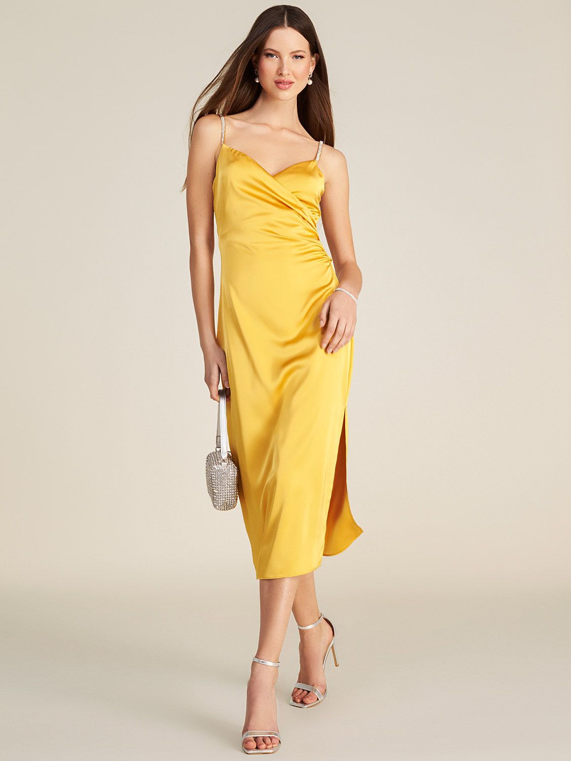 Satin Midi Dress With Jewel Trim Straps sold by Suzy Shier product image thumbnail 2