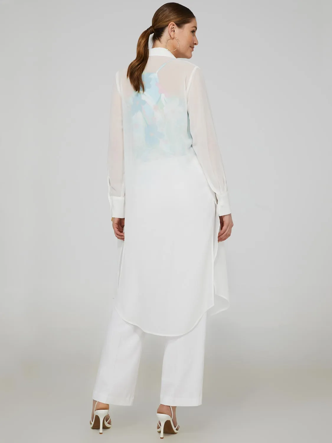 Long Chiffon Button-Front Blouse sold by Suzy Shier product image thumbnail 5