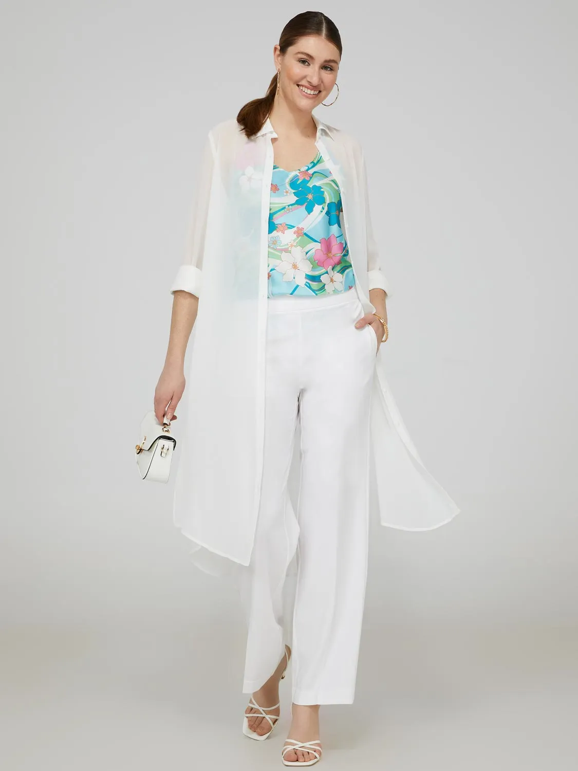 Long Chiffon Button-Front Blouse sold by Suzy Shier product image thumbnail 2