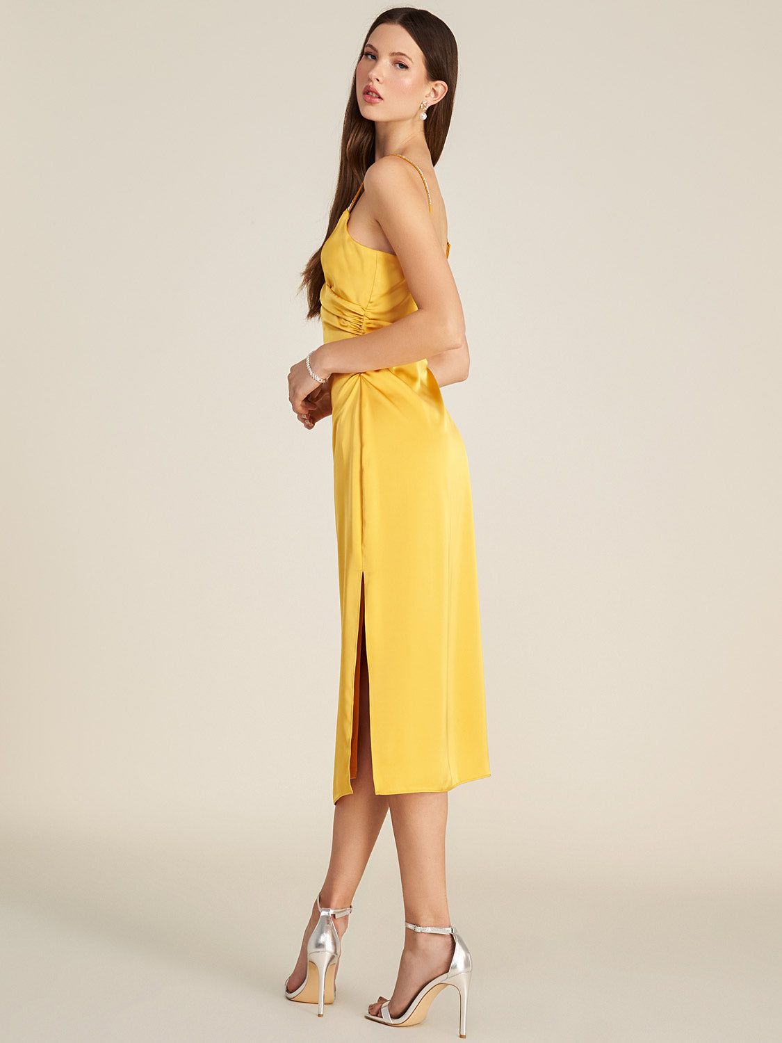 Satin Midi Dress With Jewel Trim Straps sold by Suzy Shier product image thumbnail 5