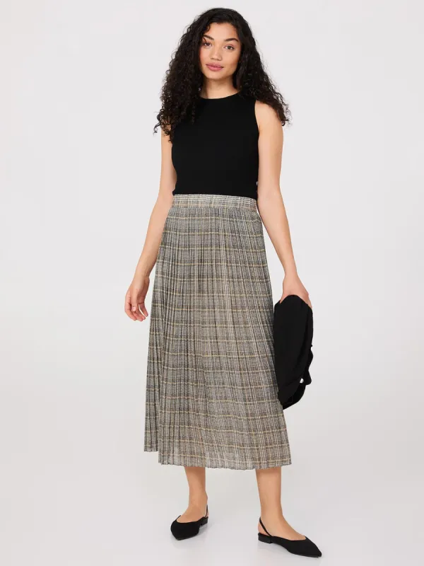 Plaid Pleated Chiffon Skirt sold by Suzy Shier