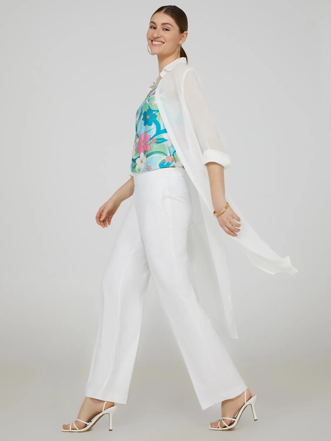 Long Chiffon Button-Front Blouse sold by Suzy Shier product image thumbnail 4