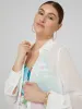 Long Chiffon Button-Front Blouse sold by Suzy Shier