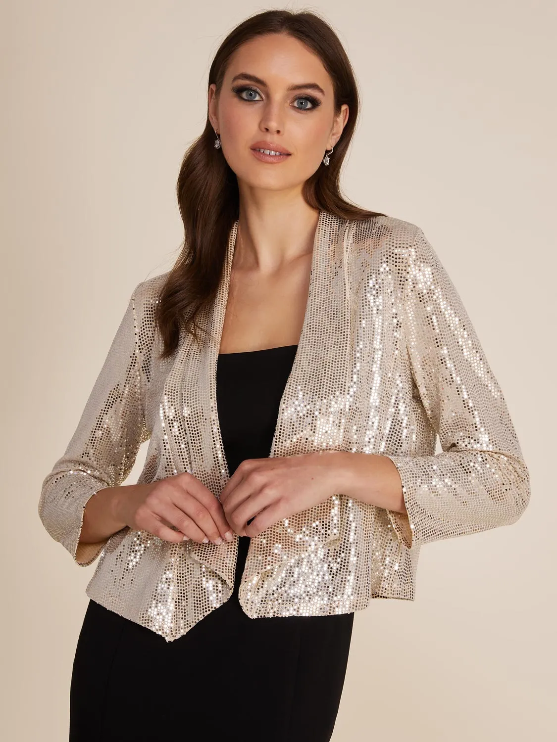 3/4 Sleeve Allover Sequin Cover-Up sold by Suzy Shier