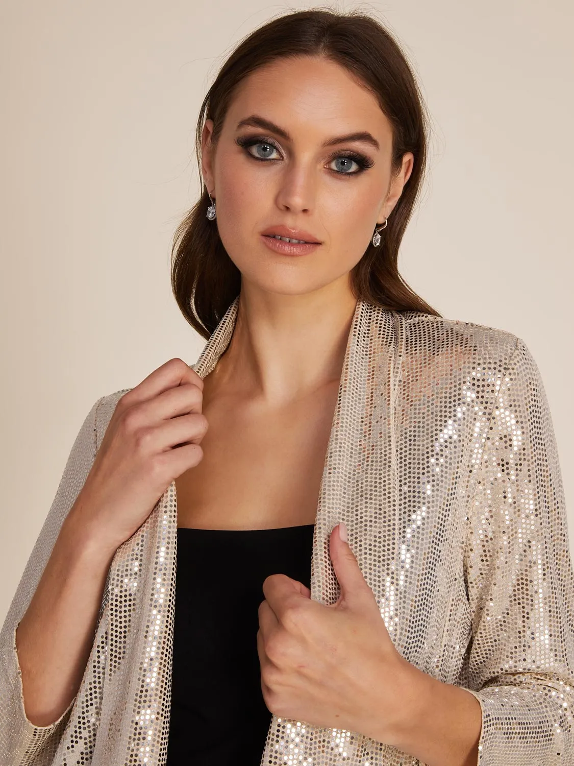 3/4 Sleeve Allover Sequin Cover-Up sold by Suzy Shier product image thumbnail 3