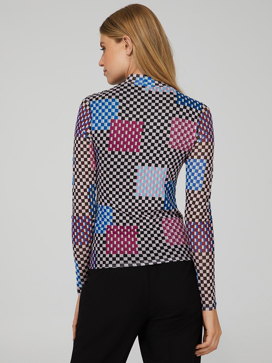Checker Print Mesh Top sold by Suzy Shier product image thumbnail 4