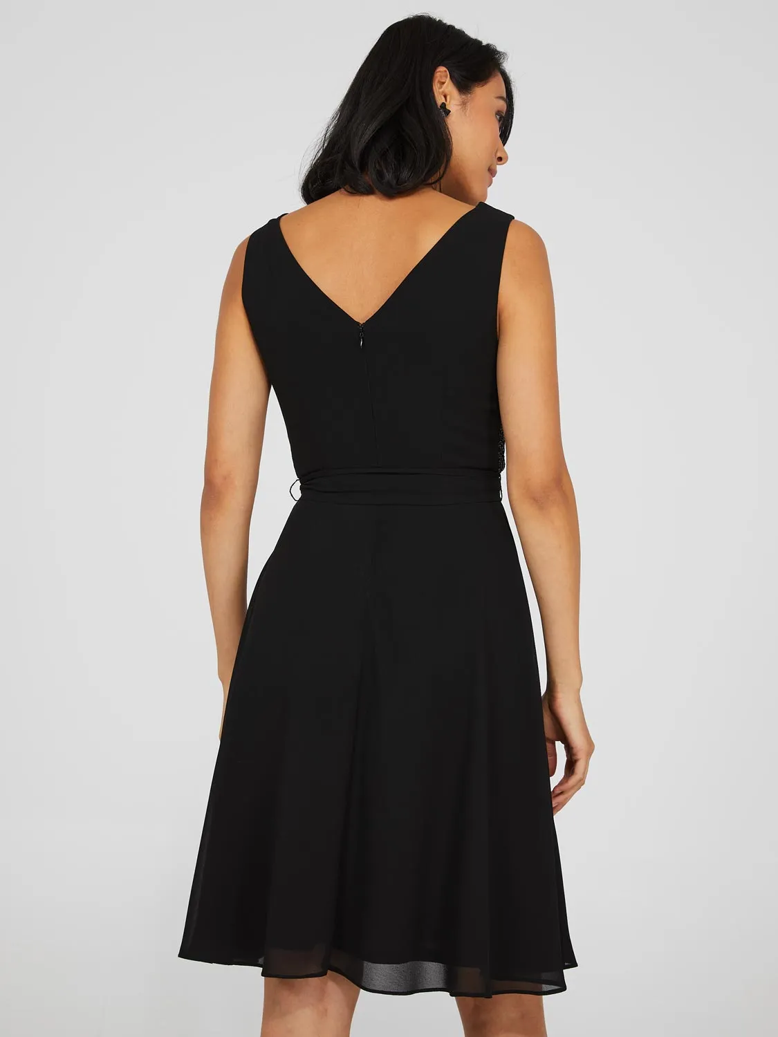 Cowl Neck Sequin Fit & Flare Dress sold by Suzy Shier product image thumbnail 5