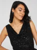 Cowl Neck Sequin Fit & Flare Dress sold by Suzy Shier