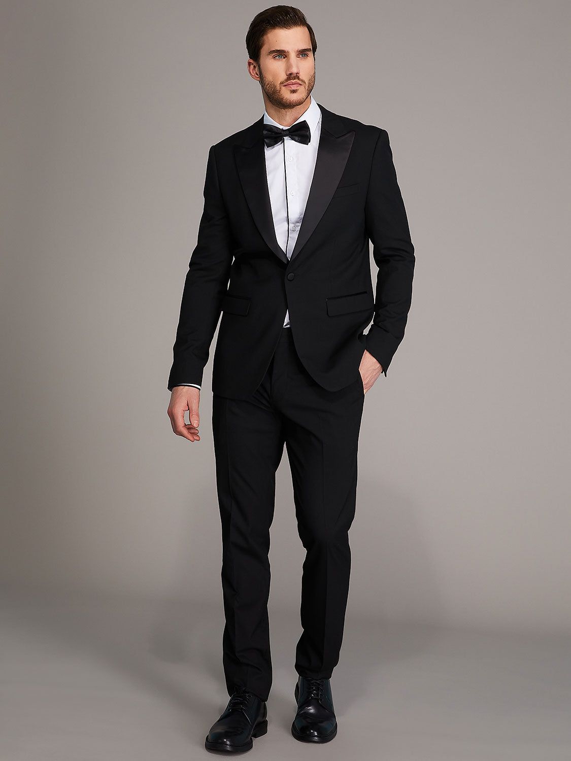 Two-Button Contemporary Fit Tuxedo Suit Jacket With Satin Pique Lapel sold by Suzy Shier product image thumbnail 4