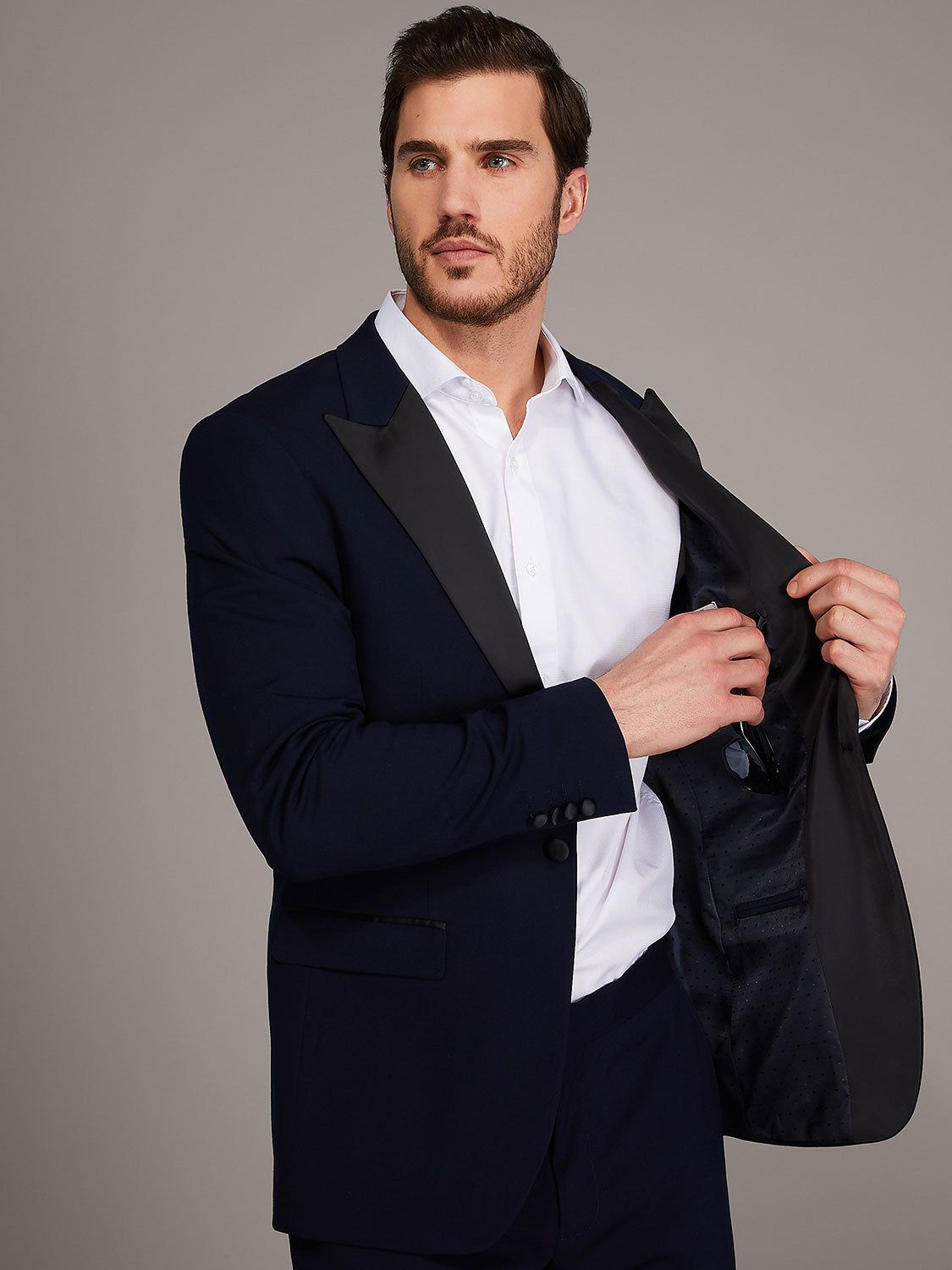 Two-Button Contemporary Fit Tuxedo Suit Jacket With Satin Pique Lapel sold by Suzy Shier product image thumbnail 7