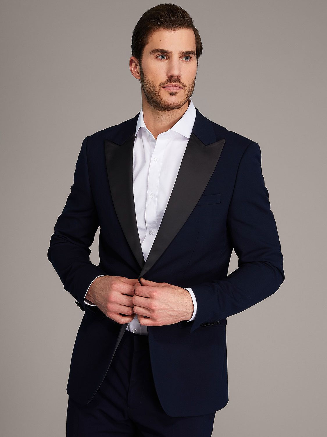 Two-Button Contemporary Fit Tuxedo Suit Jacket With Satin Pique Lapel sold by Suzy Shier product image thumbnail 5