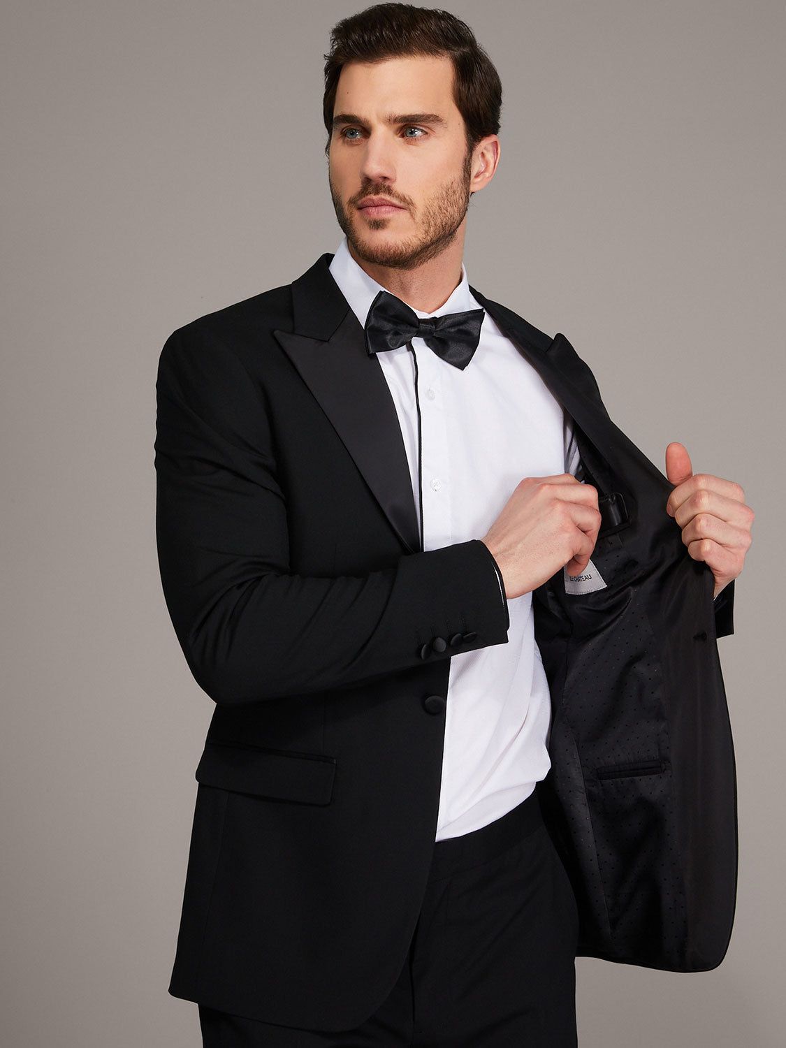 Two-Button Contemporary Fit Tuxedo Suit Jacket With Satin Pique Lapel sold by Suzy Shier product image thumbnail 3