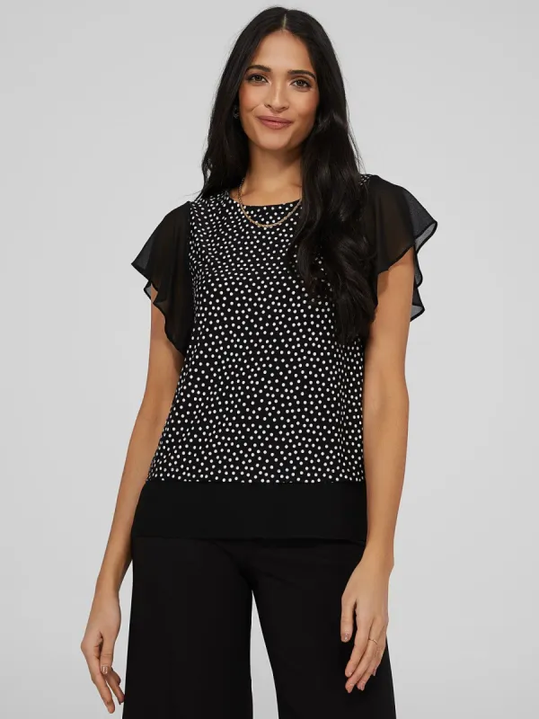 Printed 2-Fer Chiffon Crew Neck Top sold by Suzy Shier