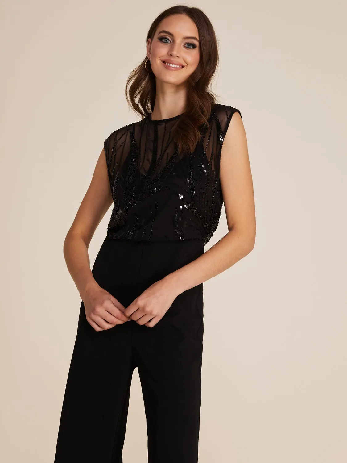 Illusion Sequin Top Straight Leg Jumpsuit sold by Suzy Shier product image thumbnail 2