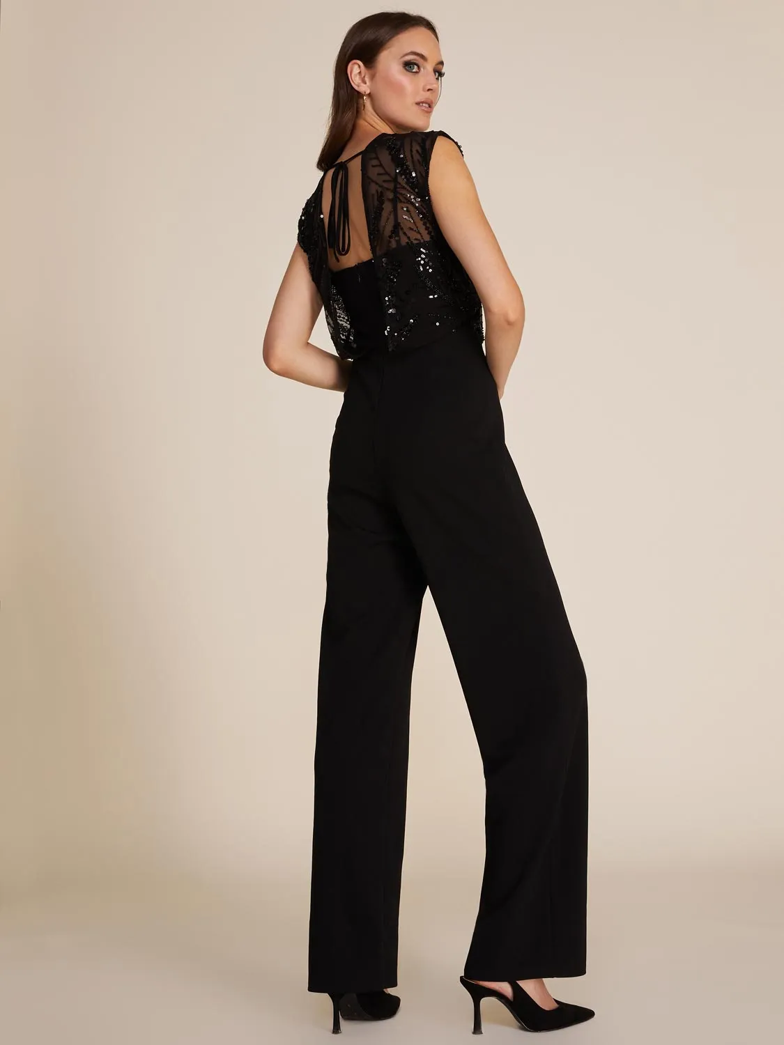 Illusion Sequin Top Straight Leg Jumpsuit sold by Suzy Shier product image thumbnail 4