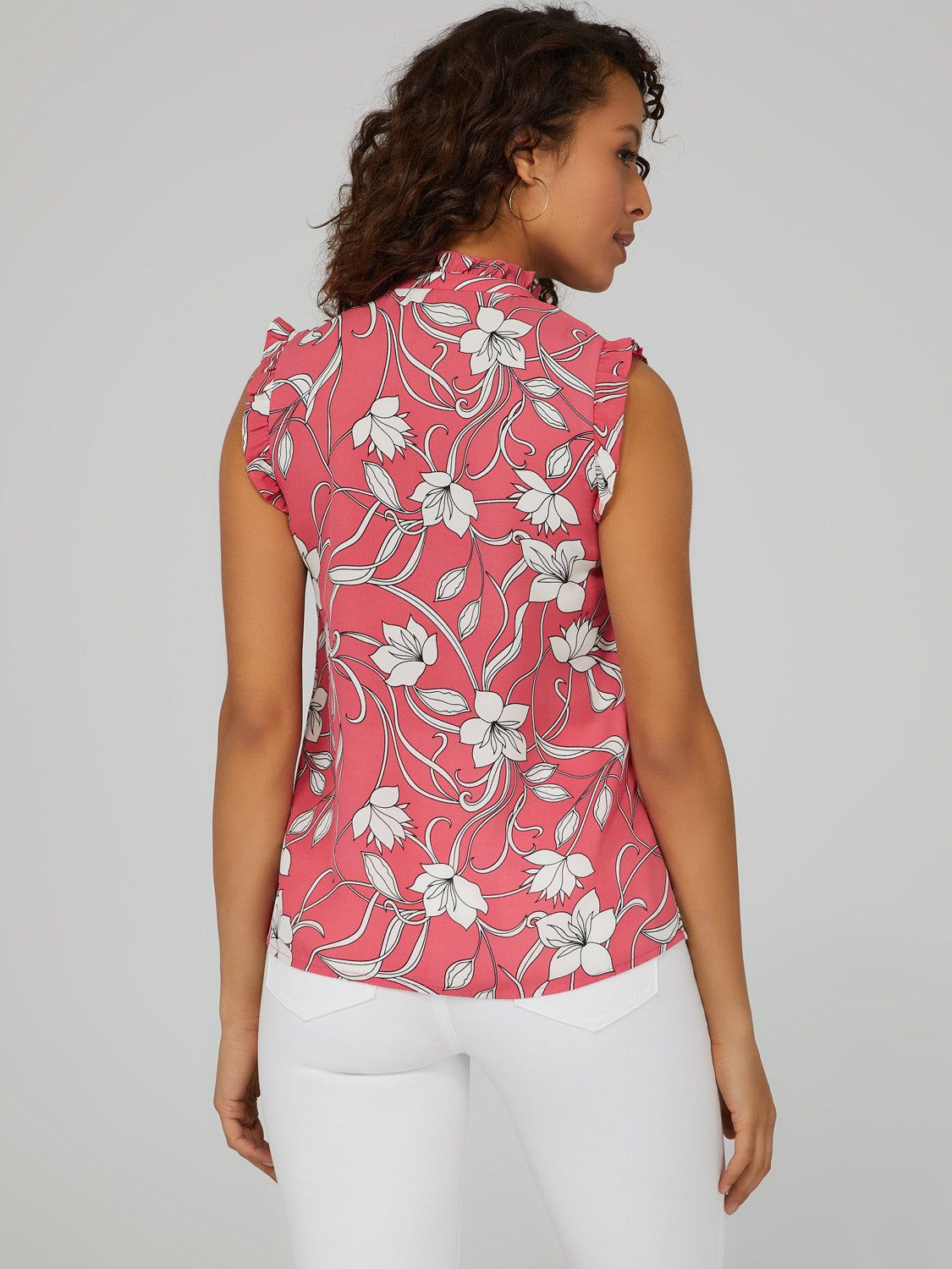 Floral Ruffle High Neck Top sold by Suzy Shier product image thumbnail 4