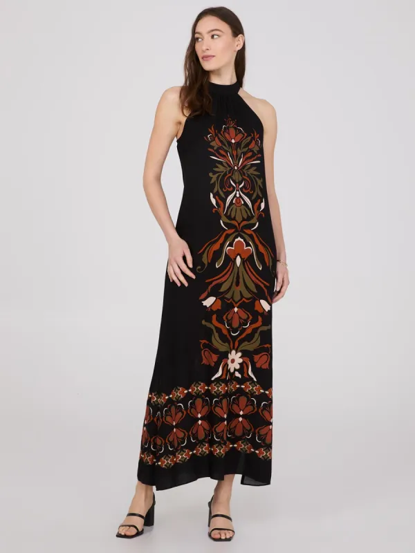 Tropical Border Print Halter Neck Maxi Dress sold by Suzy Shier