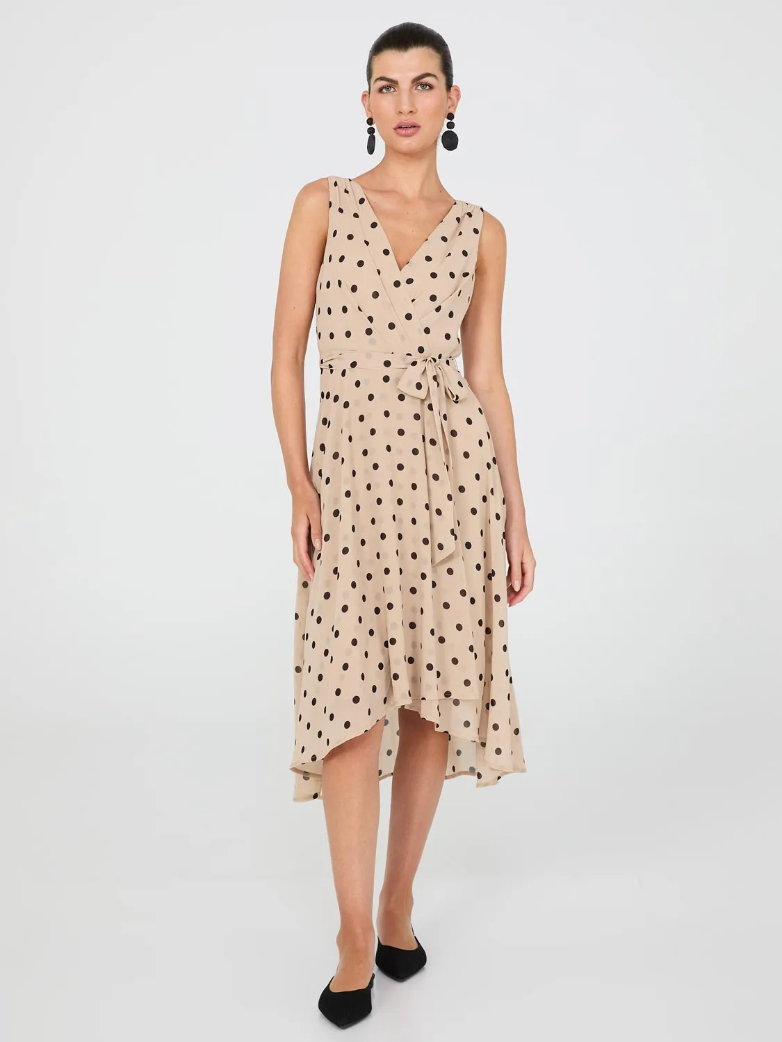 Dot Print Crossover Chiffon Midi Dress sold by Suzy Shier product image thumbnail 3