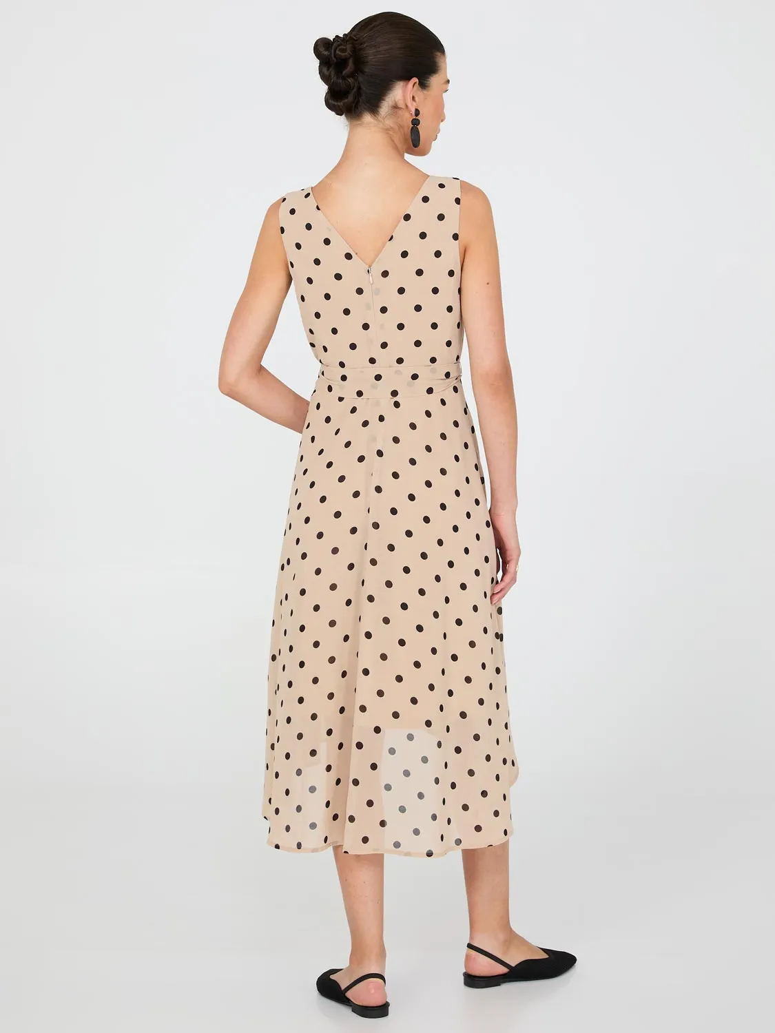 Dot Print Crossover Chiffon Midi Dress sold by Suzy Shier product image thumbnail 4