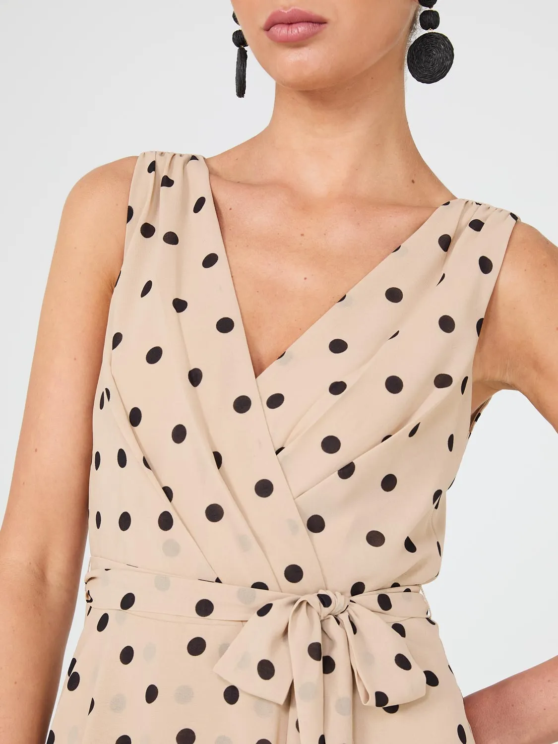Dot Print Crossover Chiffon Midi Dress sold by Suzy Shier product image thumbnail 2