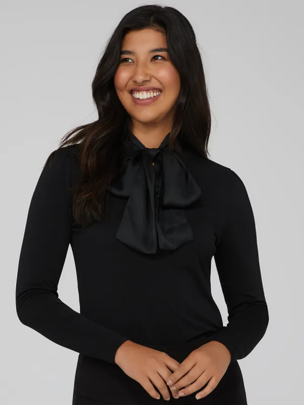 Oversized Satin Bow Top sold by Suzy Shier