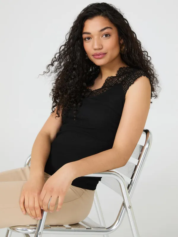 Scallop Lace Cap Sleeve Top sold by Suzy Shier