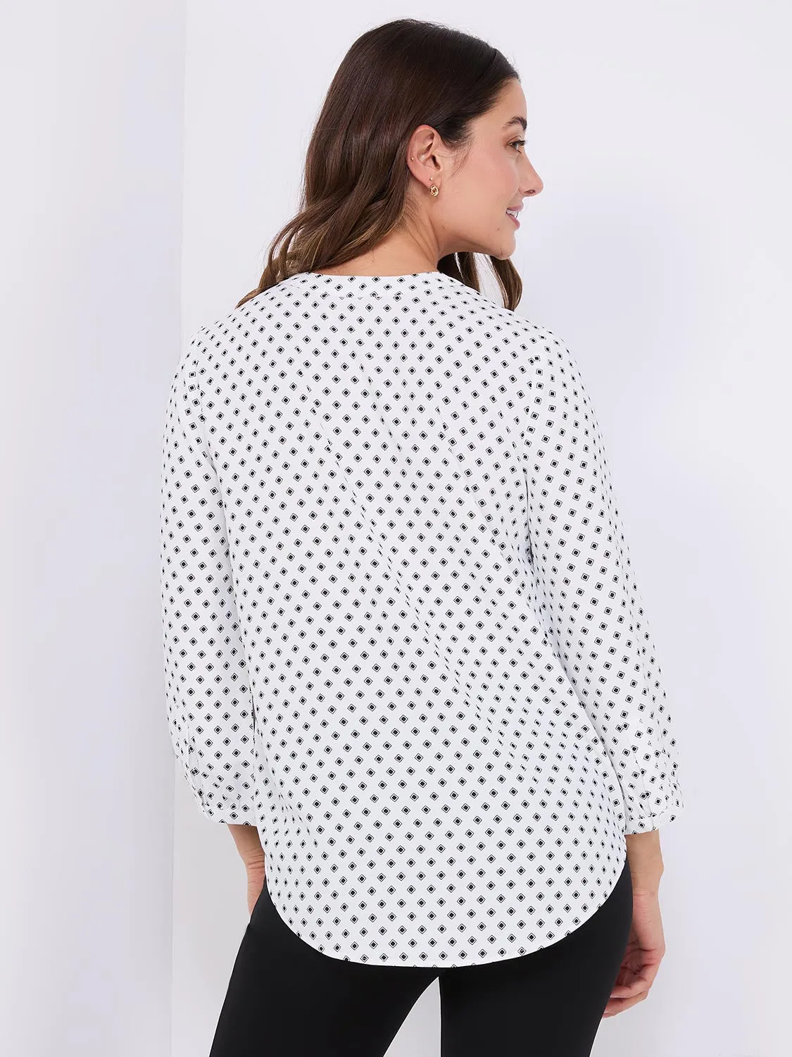 Dot Print Chiffon Split Neck Blouse sold by Suzy Shier product image thumbnail 4