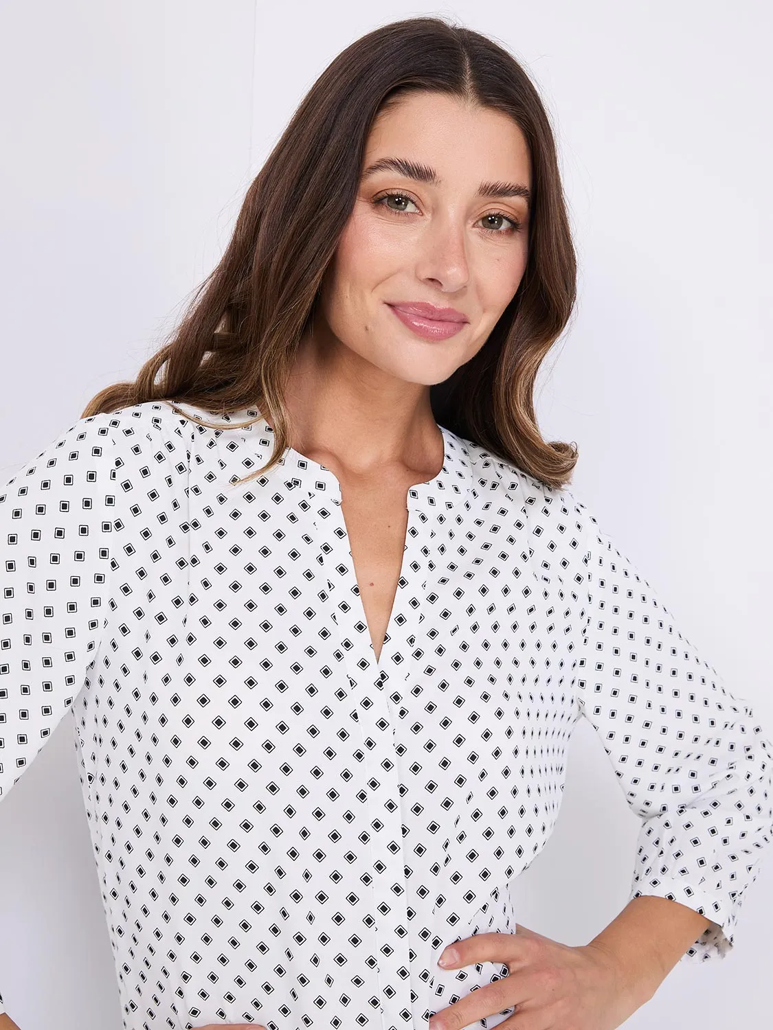 Dot Print Chiffon Split Neck Blouse sold by Suzy Shier product image thumbnail 2