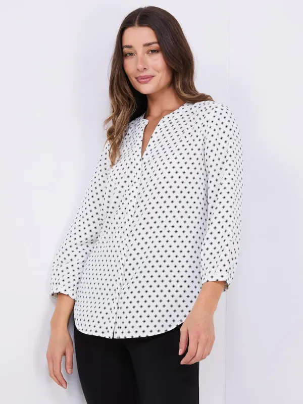 Dot Print Chiffon Split Neck Blouse sold by Suzy Shier