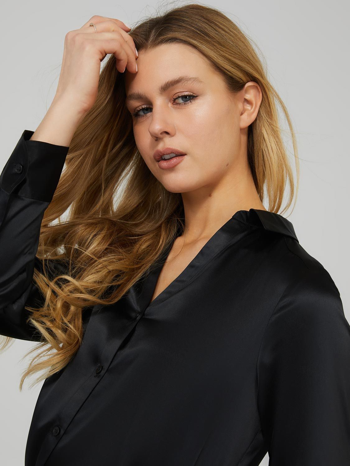 Long Sleeve Satin Blouse sold by Suzy Shier product image thumbnail 2
