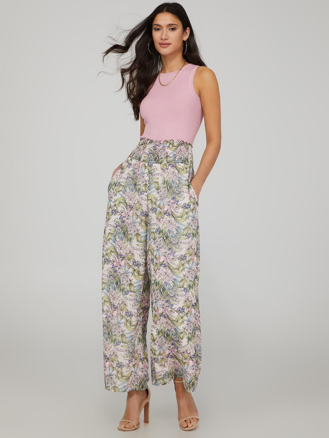 Printed Pull-On Pants With Smocked Waistband sold by Suzy Shier product image thumbnail 2