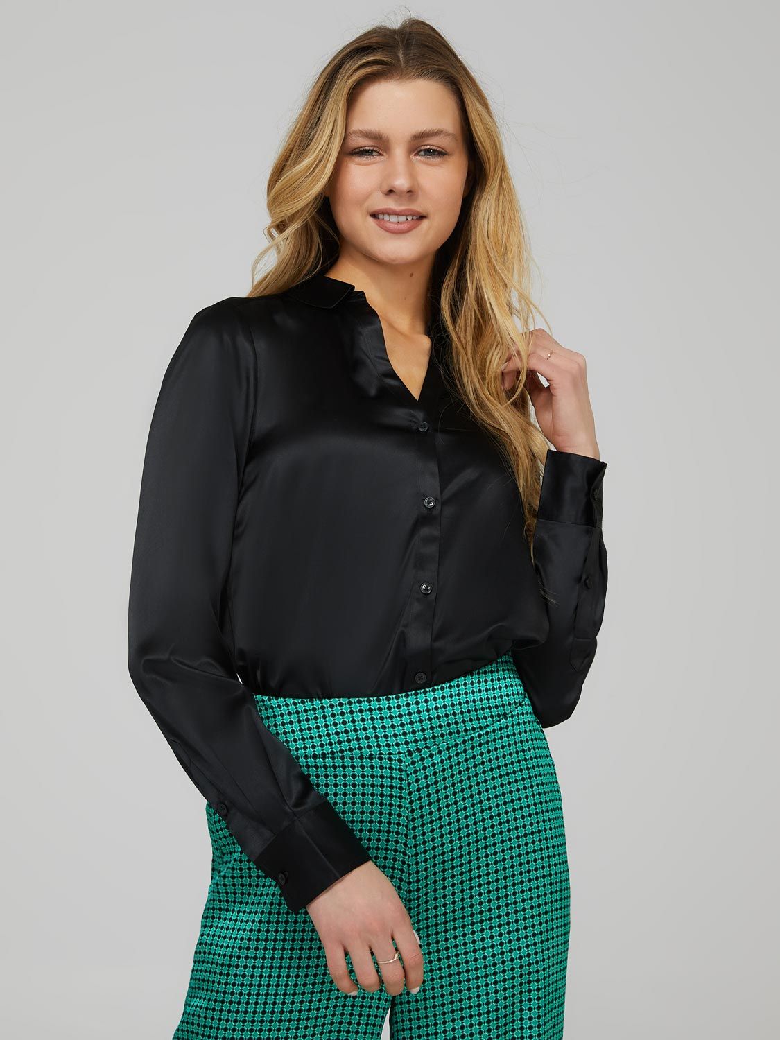 Long Sleeve Satin Blouse sold by Suzy Shier