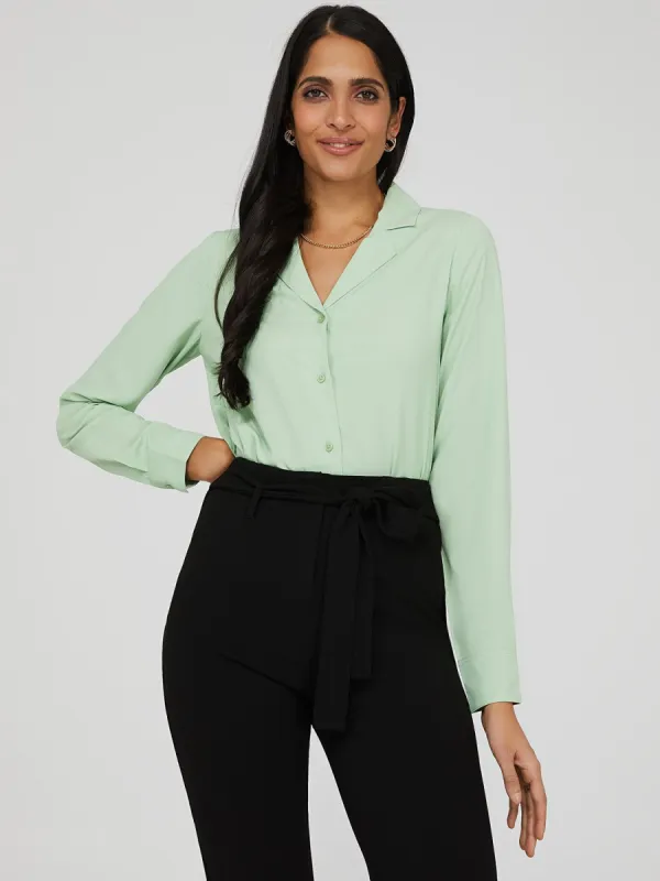 Crepe Chiffon Button-Down Blouse sold by Suzy Shier