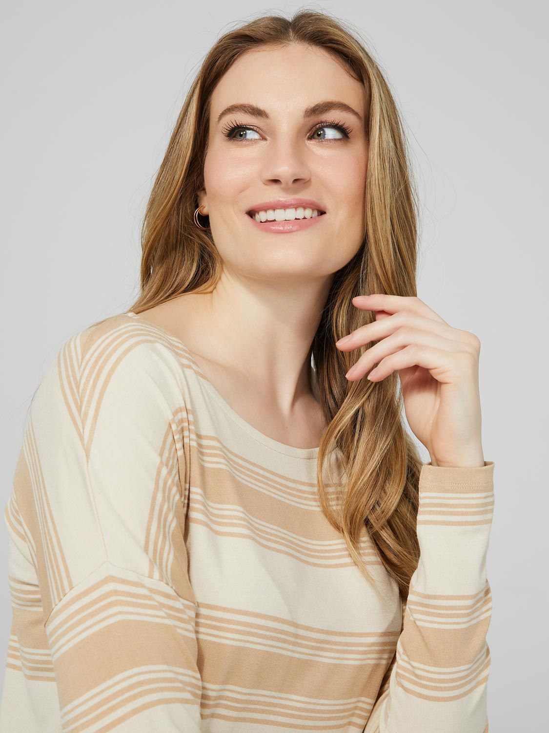 Combo Stripe Long Dolman Sleeve Top sold by Suzy Shier product image thumbnail 2