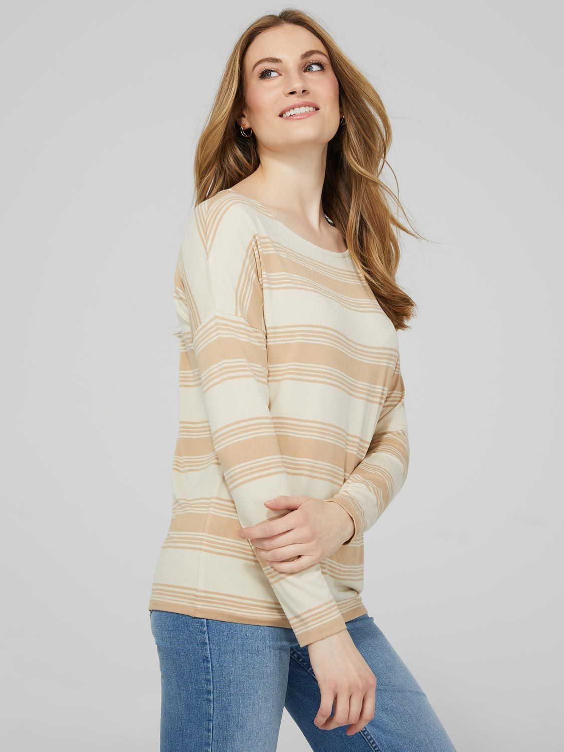 Combo Stripe Long Dolman Sleeve Top sold by Suzy Shier product image thumbnail 3