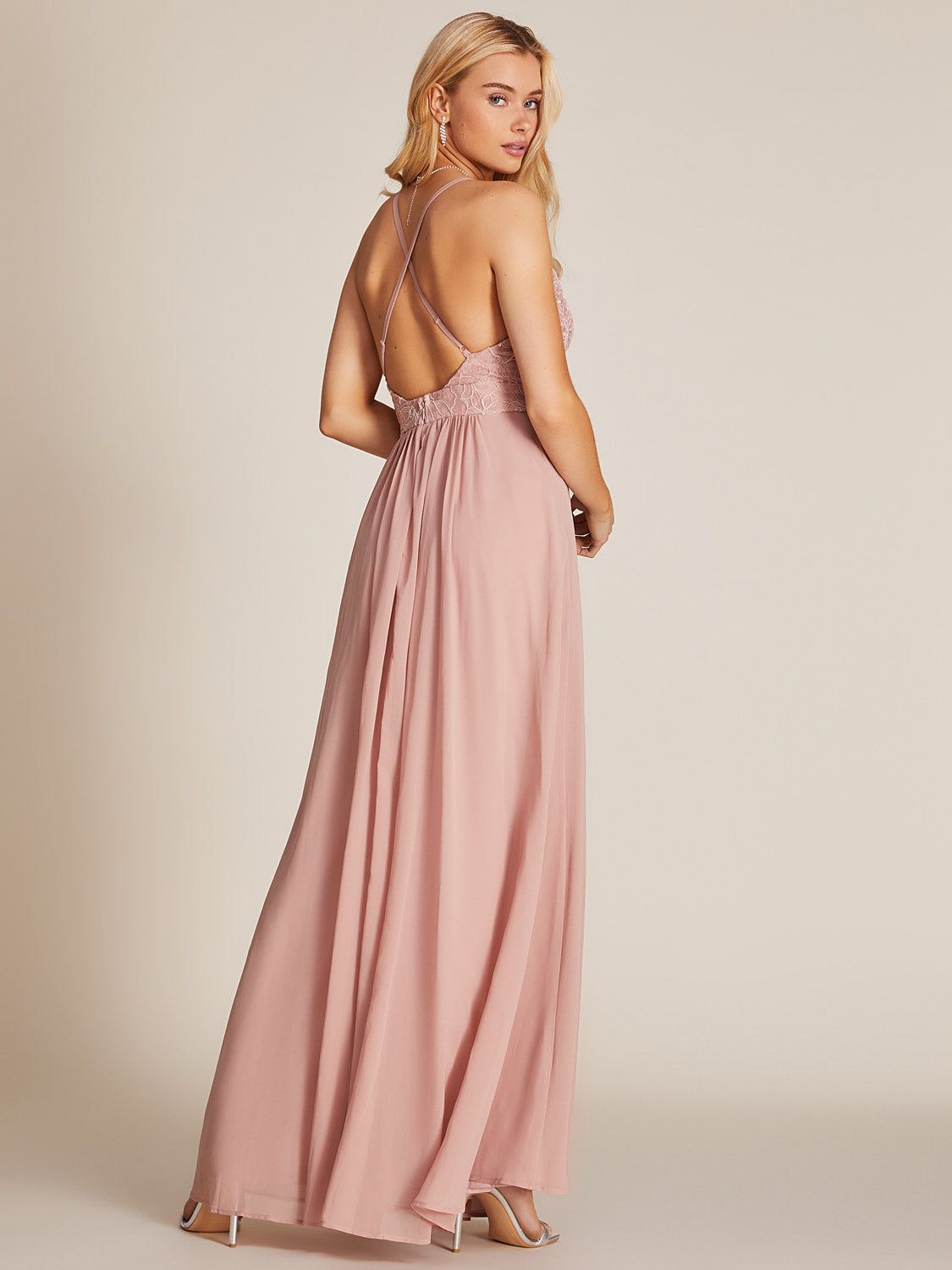 Embellished V-Neck Gown With Chiffon Skirt sold by Suzy Shier product image thumbnail 8