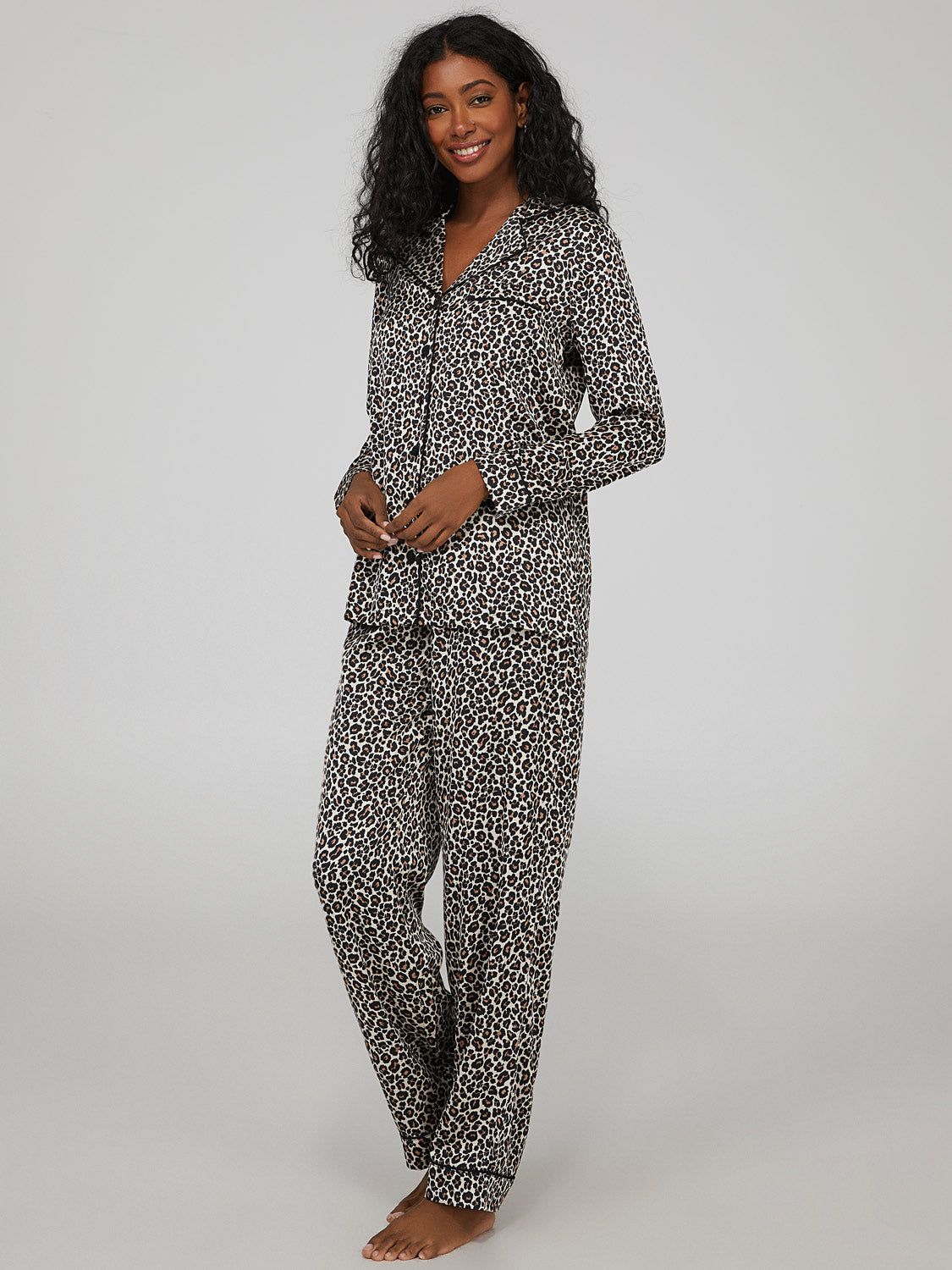 Satin Animal Print PJ Set sold by Suzy Shier