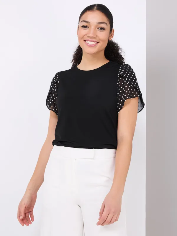 Clip Dot Tulip Sleeve Top sold by Suzy Shier