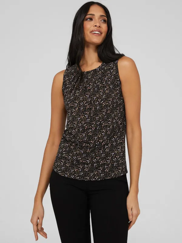 Sleeveless Pleated Neck Top sold by Suzy Shier