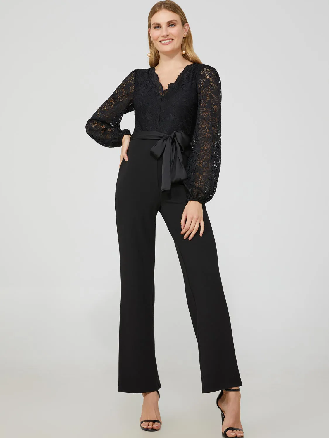 Lace V-Neck Top Jumpsuit sold by Suzy Shier