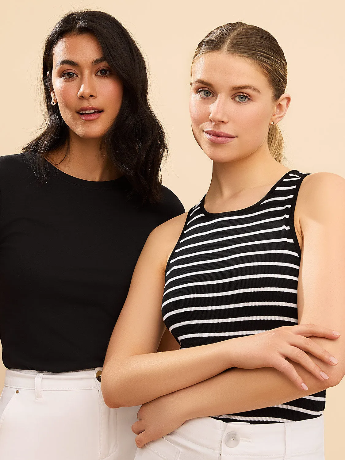 Striped Contrast Tipping Ribbed Tank Top sold by Suzy Shier