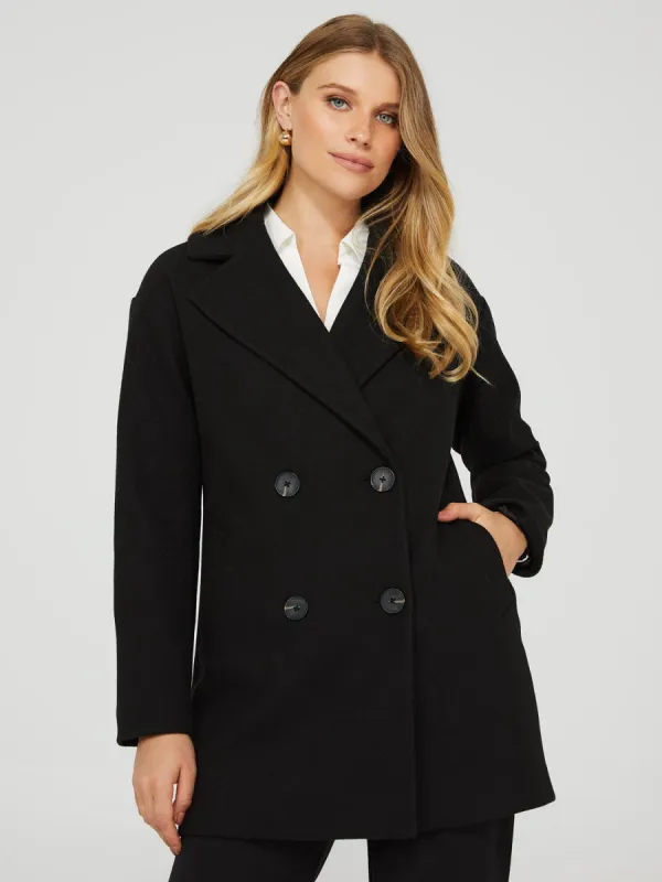 Double-Breasted Drop Shoulder Jacket With Side Pockets sold by Suzy Shier