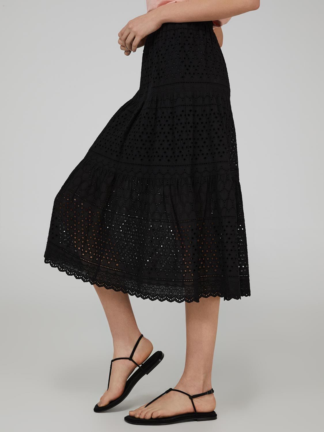 Eyelet Tiered Midi Skirt sold by Suzy Shier product image thumbnail 5