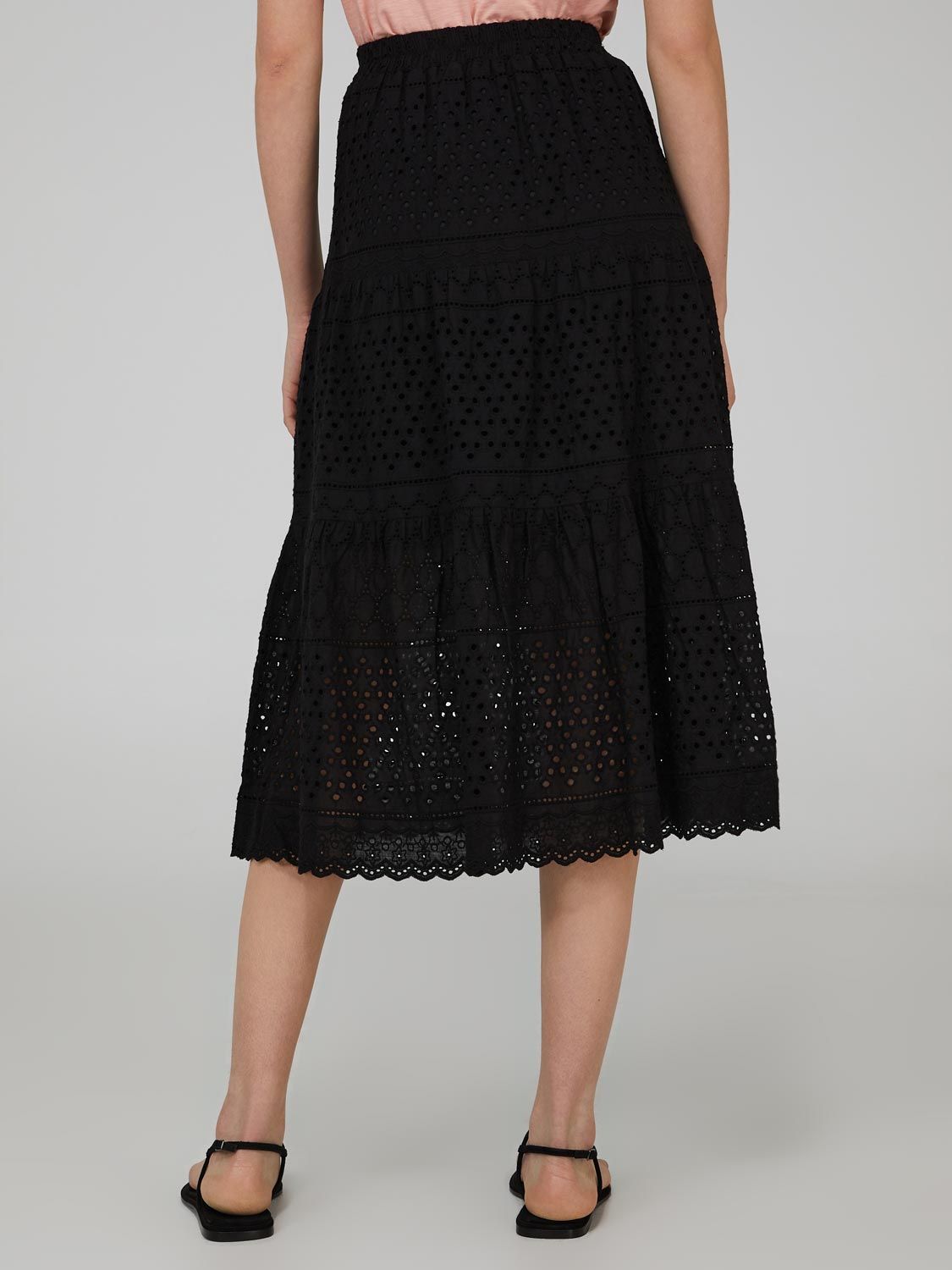 Eyelet Tiered Midi Skirt sold by Suzy Shier product image thumbnail 6