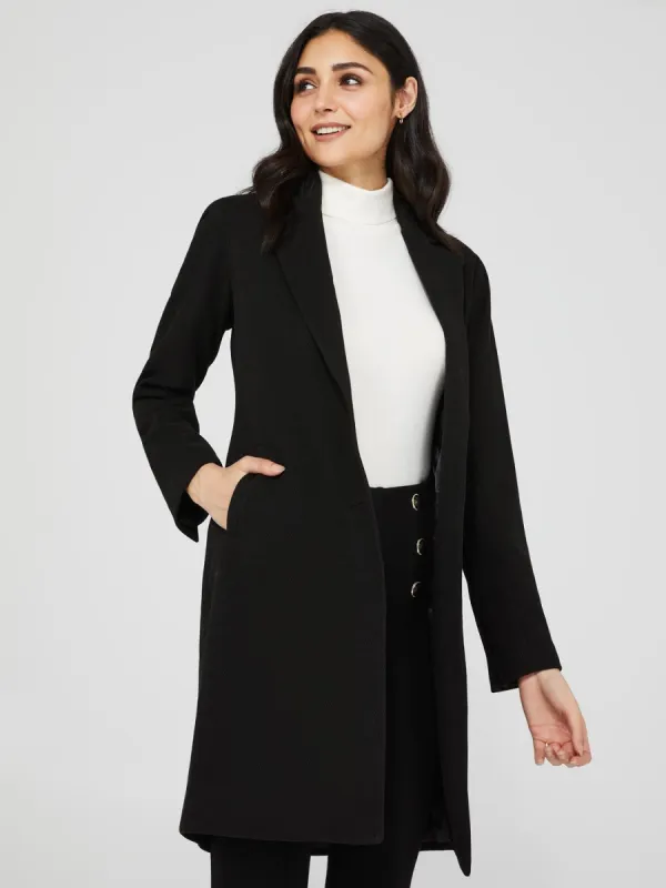 Cavalry Twill Single-Breasted Car Coat With Welt Pockets sold by Suzy Shier