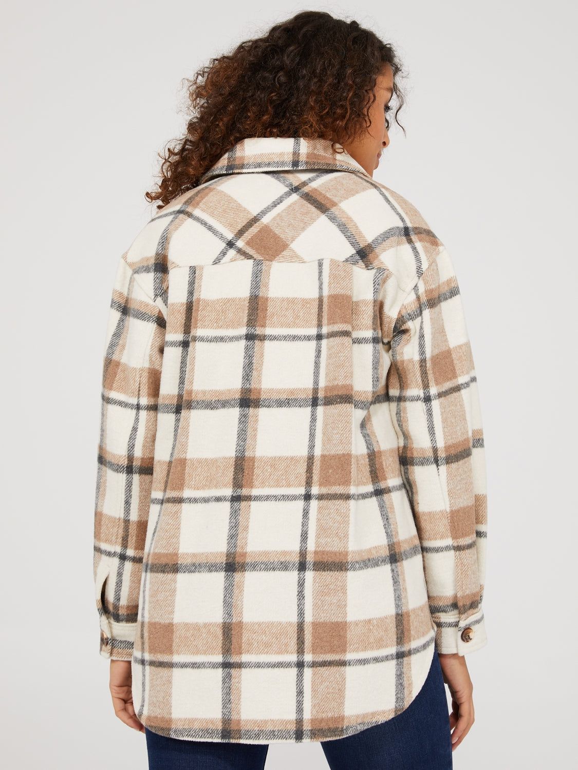 Short Plaid Shacket With Flap Pockets sold by Suzy Shier product image thumbnail 5